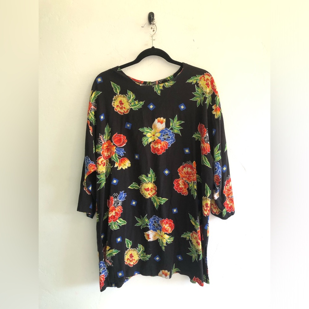 C.M. Shapes Tunic 2X  Floral Blouse Boho Lagenlook Artsy Bloomcore